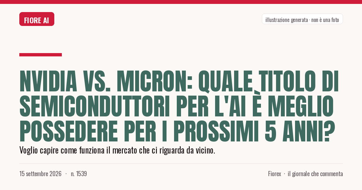 Illustrazione generata per il pezzo: Nvidia vs. Micron: quale titolo di semiconduttori per l'AI è meglio possedere per i prossimi 5 anni?