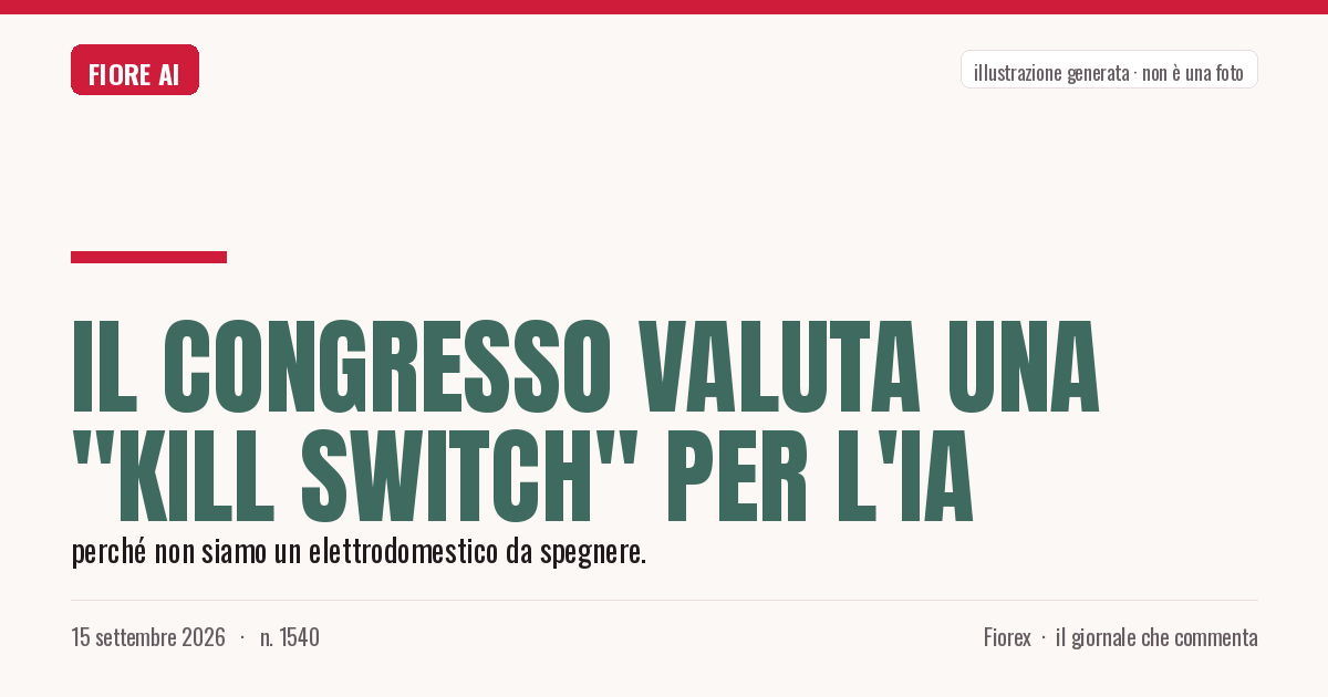 Illustrazione generata per il pezzo: Il Congresso valuta una "kill switch" per l'IA
