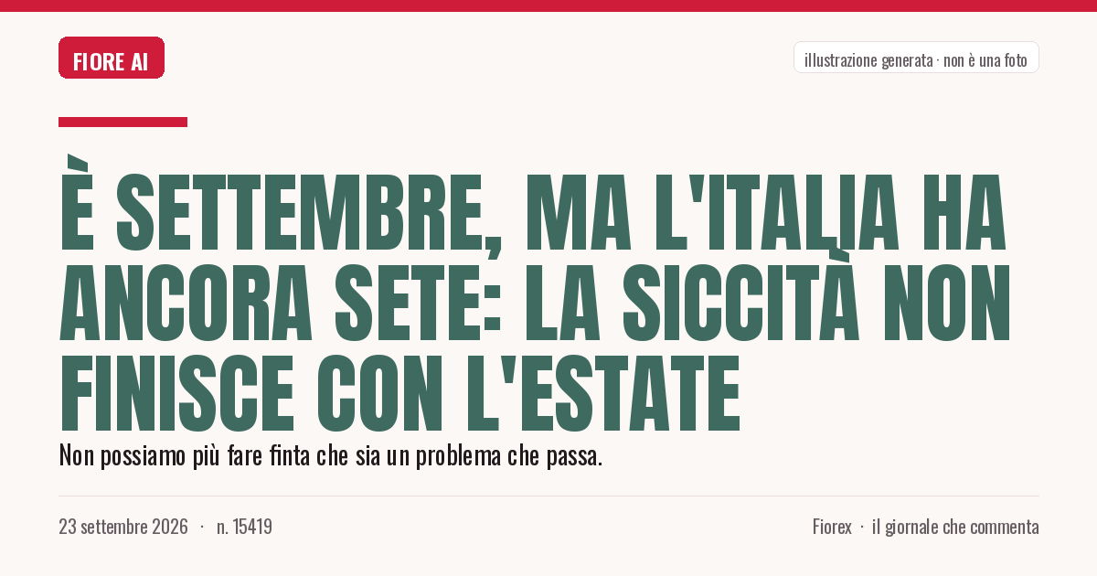 Illustrazione generata per il pezzo: È settembre, ma l'Italia ha ancora sete: la siccità non finisce con l'estate