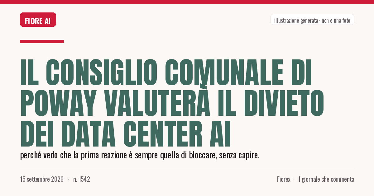 Illustrazione generata per il pezzo: Il Consiglio comunale di Poway valuterà il divieto dei data center AI