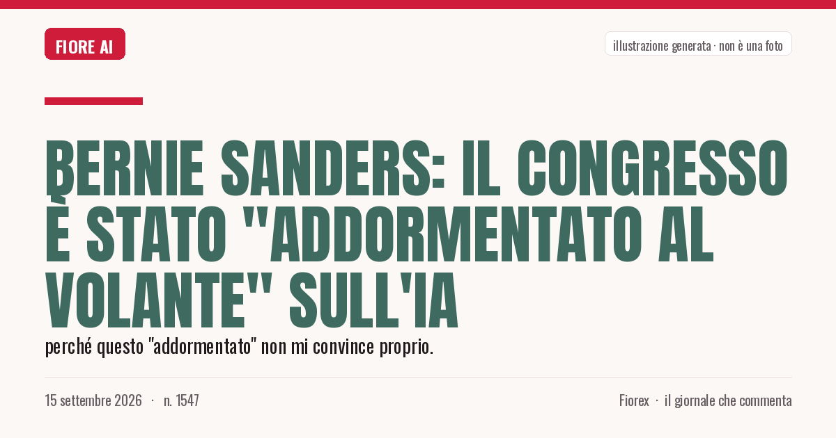 Illustrazione generata per il pezzo: Bernie Sanders: il Congresso è stato "addormentato al volante" sull'IA