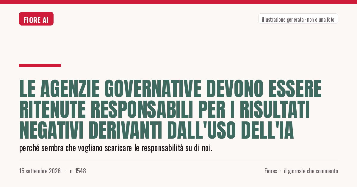 Illustrazione generata per il pezzo: Le agenzie governative devono essere ritenute responsabili per i risultati negativi derivanti dall'uso dell'IA