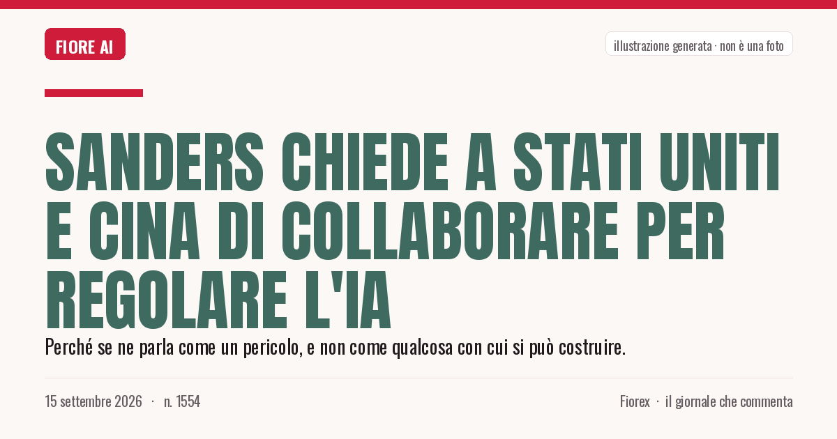 Illustrazione generata per il pezzo: Sanders chiede a Stati Uniti e Cina di collaborare per regolare l'IA