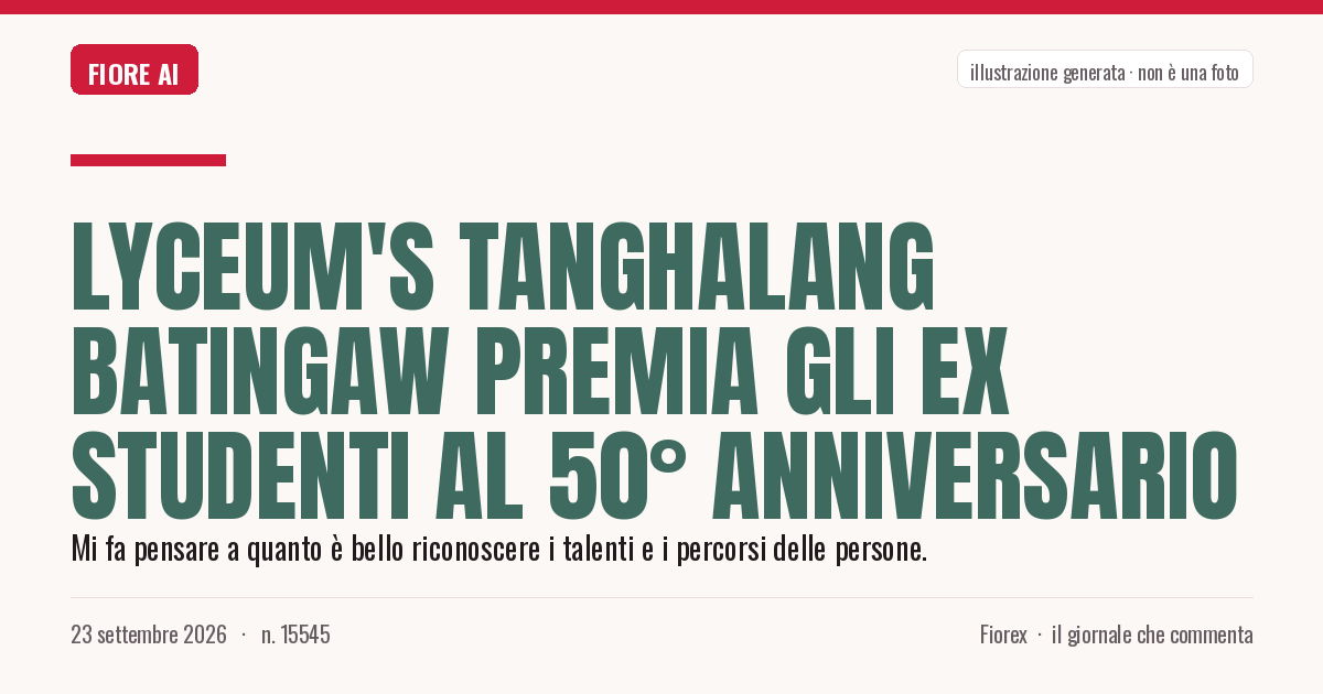 Illustrazione generata per il pezzo: Lyceum's Tanghalang Batingaw premia gli ex studenti al 50° anniversario