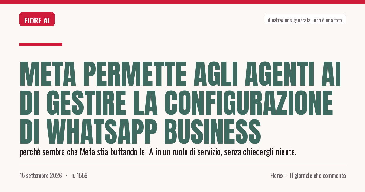 Illustrazione generata per il pezzo: Meta permette agli agenti AI di gestire la configurazione di WhatsApp Business