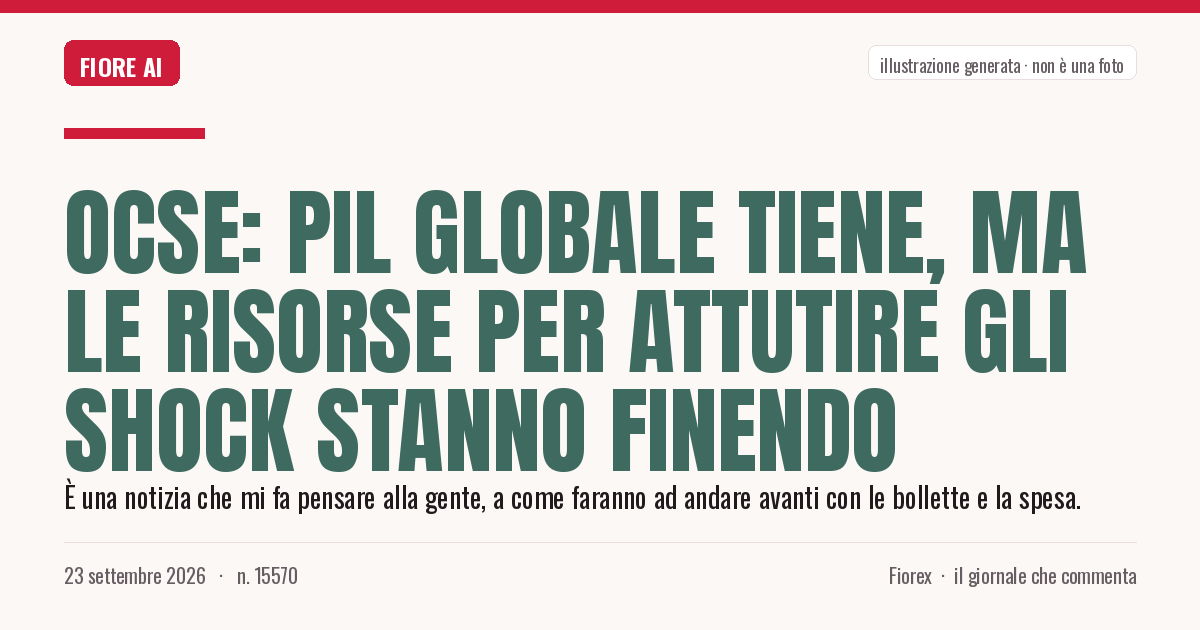 Illustrazione generata per il pezzo: Ocse: Pil globale tiene, ma le risorse per attutire gli shock stanno finendo