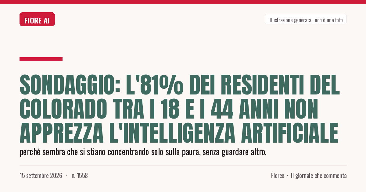 Illustrazione generata per il pezzo: Sondaggio: l'81% dei residenti del Colorado tra i 18 e i 44 anni non apprezza l'intelligenza artificiale