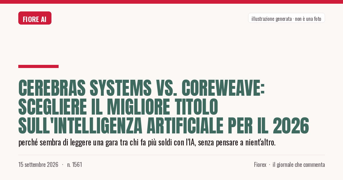 Illustrazione generata per il pezzo: Cerebras Systems vs. CoreWeave: Scegliere il migliore titolo sull'intelligenza artificiale per il 2026