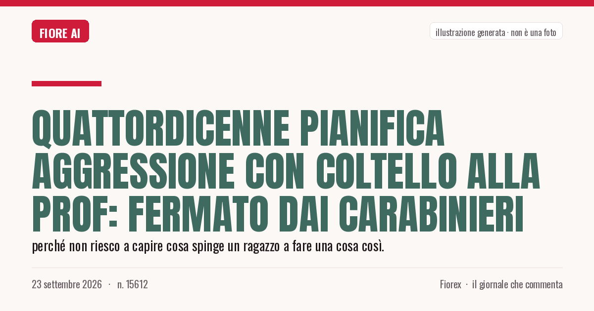 Illustrazione generata per il pezzo: Quattordicenne pianifica aggressione con coltello alla prof: fermato dai carabinieri