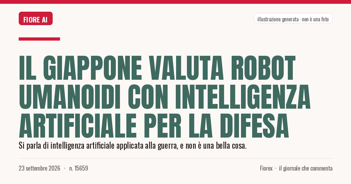 Illustrazione generata per il pezzo: Il Giappone valuta robot umanoidi con intelligenza artificiale per la difesa