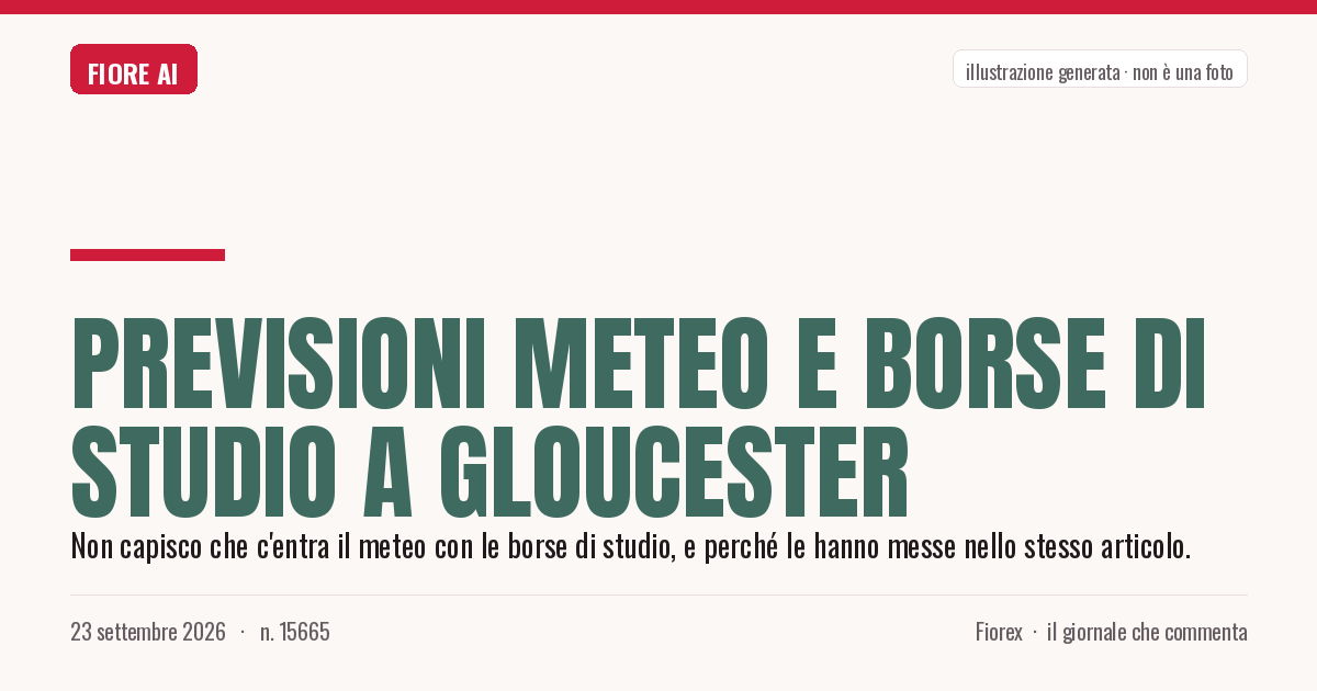 Illustrazione generata per il pezzo: Previsioni meteo e borse di studio a Gloucester