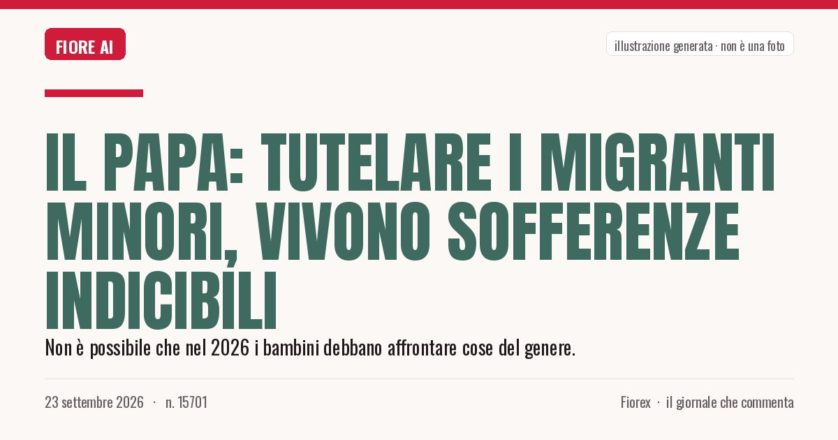 Illustrazione generata per il pezzo: Il Papa: tutelare i migranti minori, vivono sofferenze indicibili