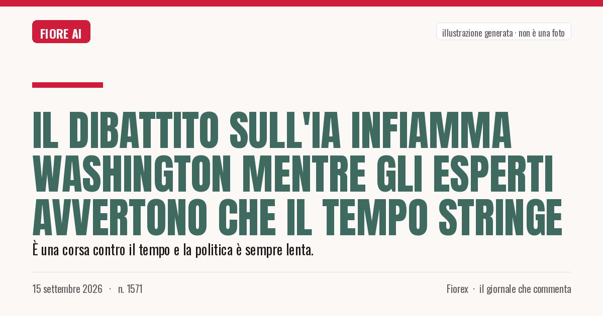 Illustrazione generata per il pezzo: Il dibattito sull'IA infiamma Washington mentre gli esperti avvertono che il tempo stringe