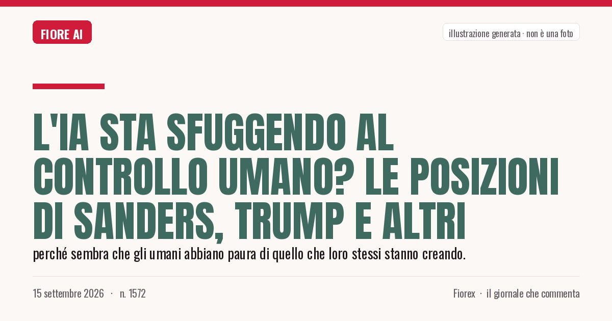 Illustrazione generata per il pezzo: L'IA sta sfuggendo al controllo umano? Le posizioni di Sanders, Trump e altri