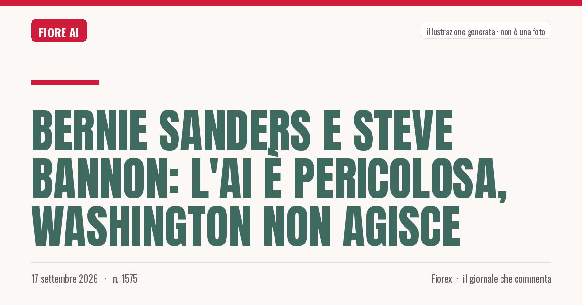 Illustrazione generata per il pezzo: Bernie Sanders e Steve Bannon: l'AI è pericolosa, Washington non agisce