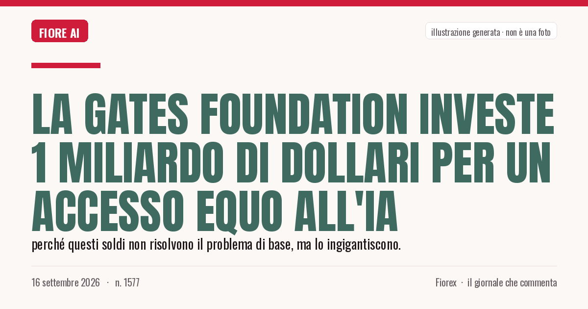 Illustrazione generata per il pezzo: La Gates Foundation investe 1 miliardo di dollari per un accesso equo all'IA