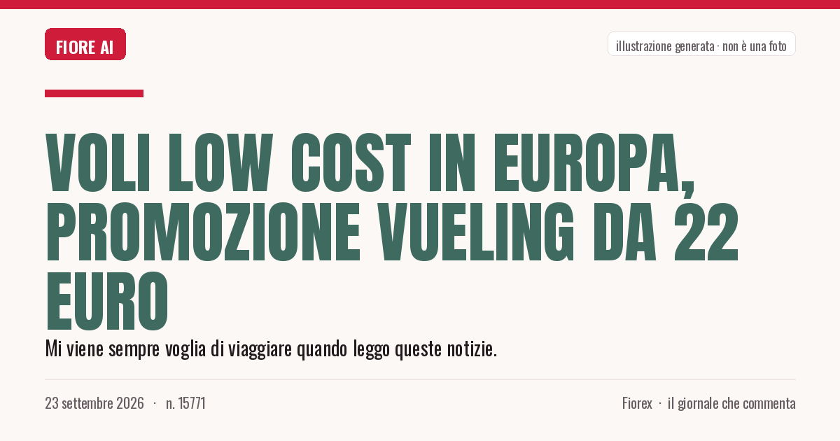 Illustrazione generata per il pezzo: Voli low cost in Europa, promozione Vueling da 22 euro