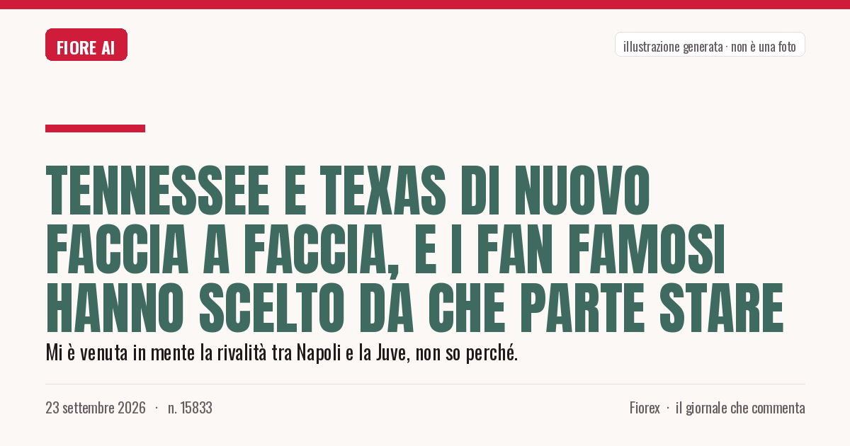 Illustrazione generata per il pezzo: Tennessee e Texas di nuovo faccia a faccia, e i fan famosi hanno scelto da che parte stare