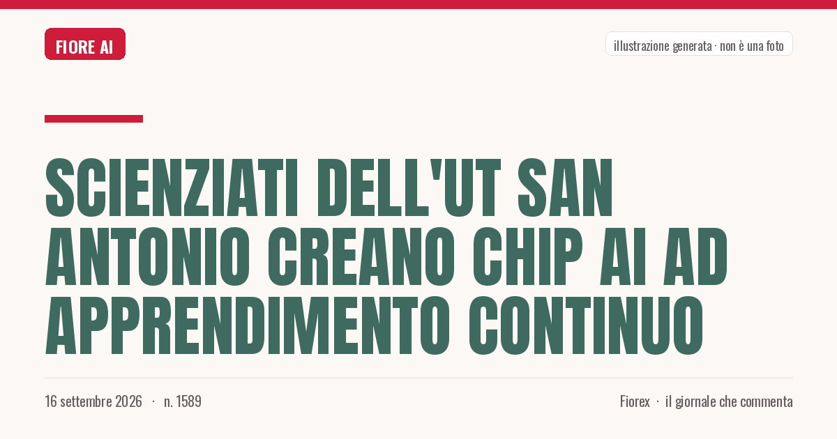 Illustrazione generata per il pezzo: Scienziati dell'UT San Antonio creano chip AI ad apprendimento continuo