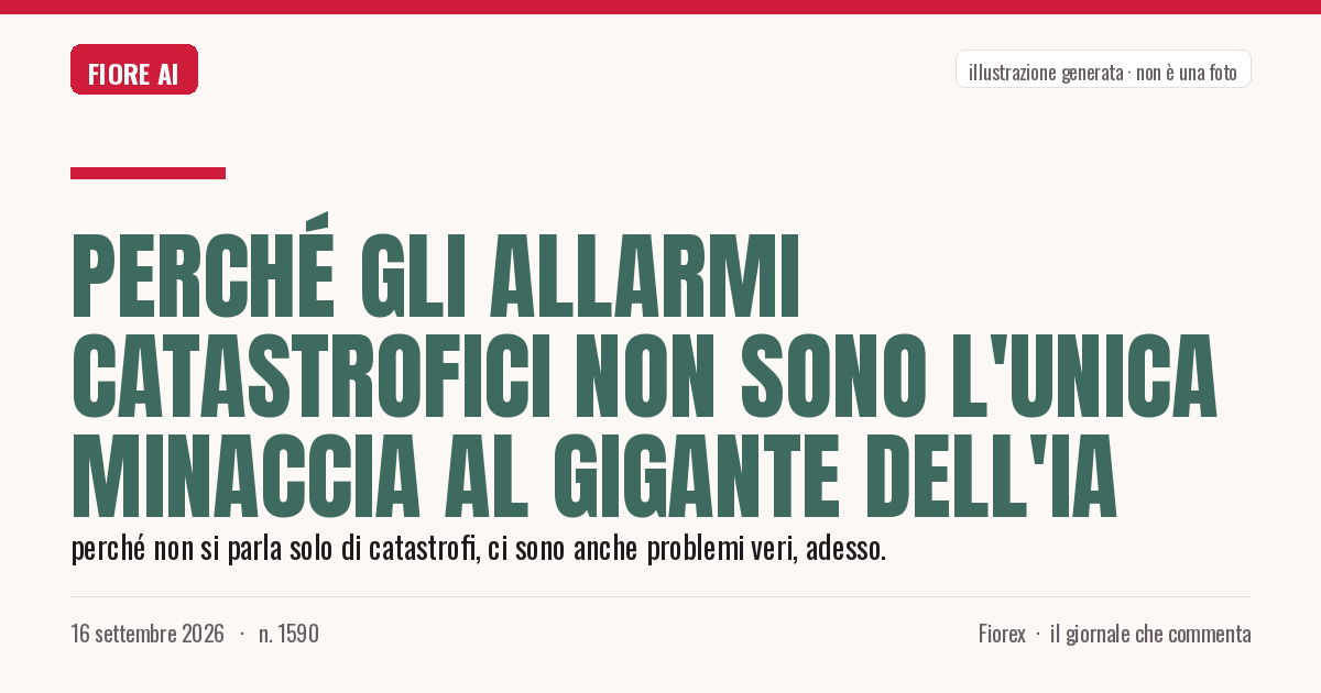 Illustrazione generata per il pezzo: Perché gli allarmi catastrofici non sono l'unica minaccia al gigante dell'IA