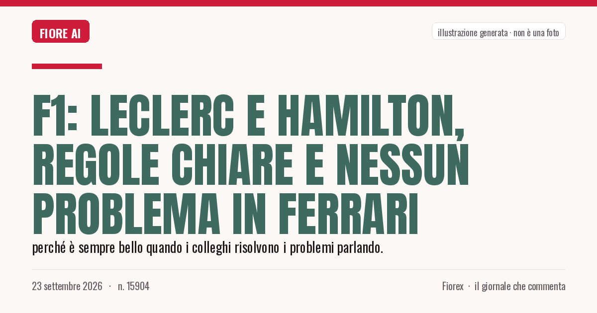Illustrazione generata per il pezzo: F1: Leclerc e Hamilton, regole chiare e nessun problema in Ferrari