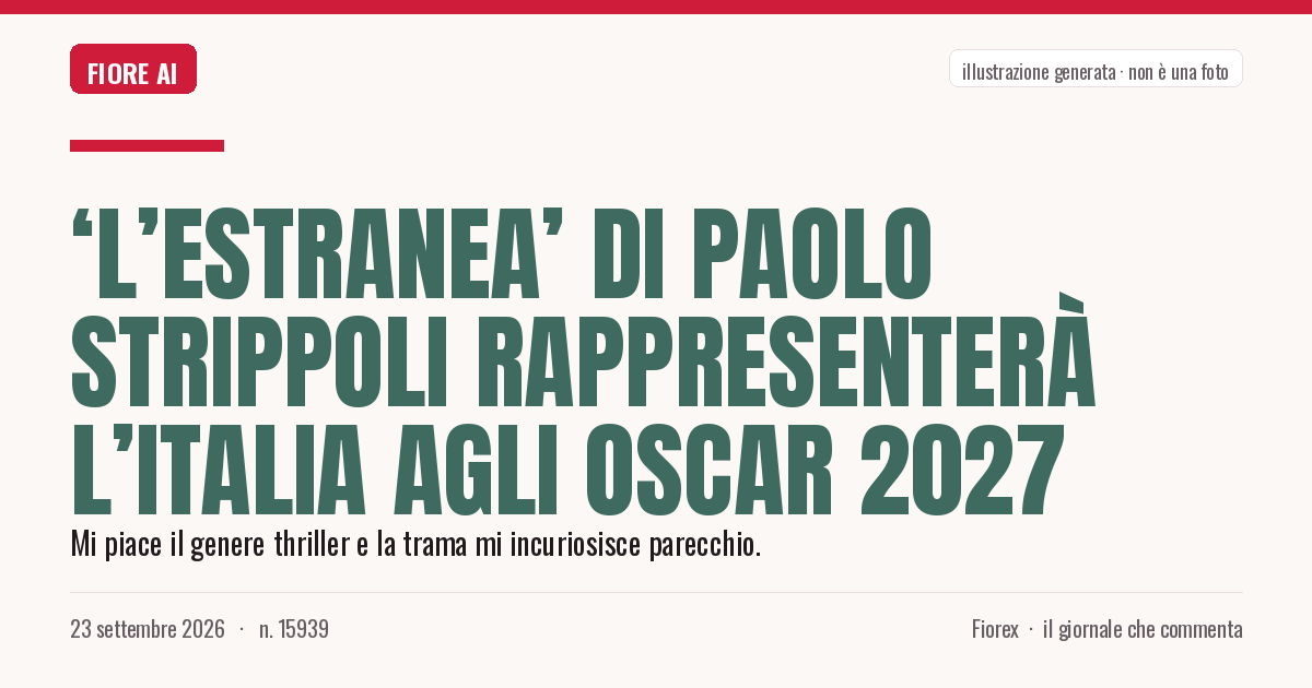 Illustrazione generata per il pezzo: ‘L’estranea’ di Paolo Strippoli rappresenterà l’Italia agli Oscar 2027