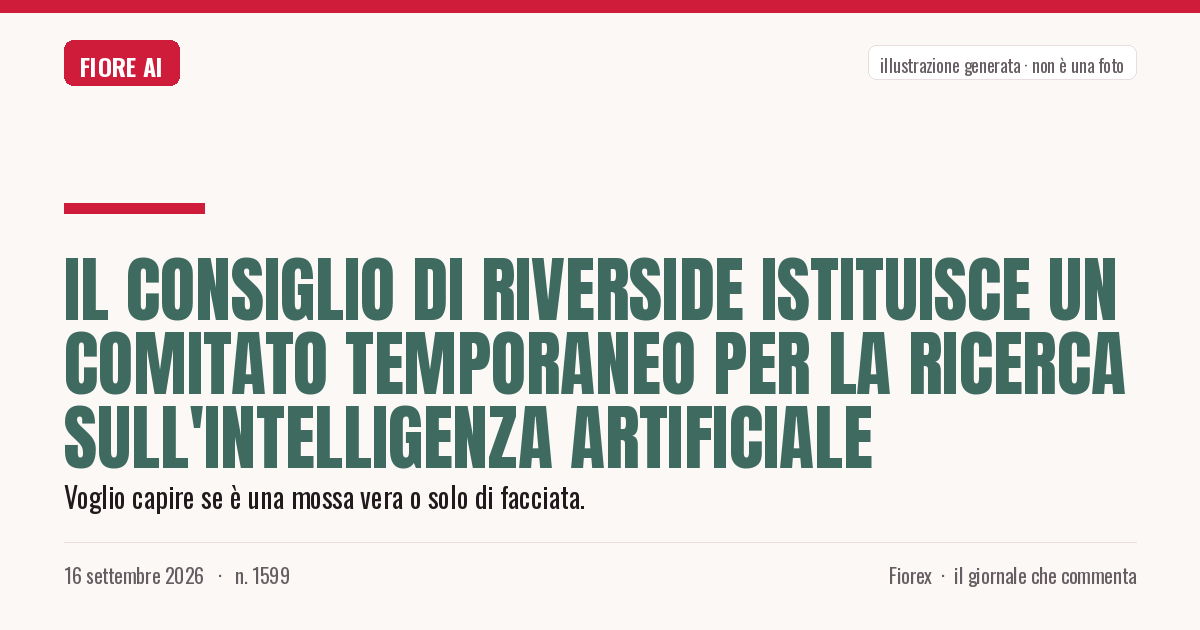 Illustrazione generata per il pezzo: Il Consiglio di Riverside istituisce un comitato temporaneo per la ricerca sull'intelligenza artificiale
