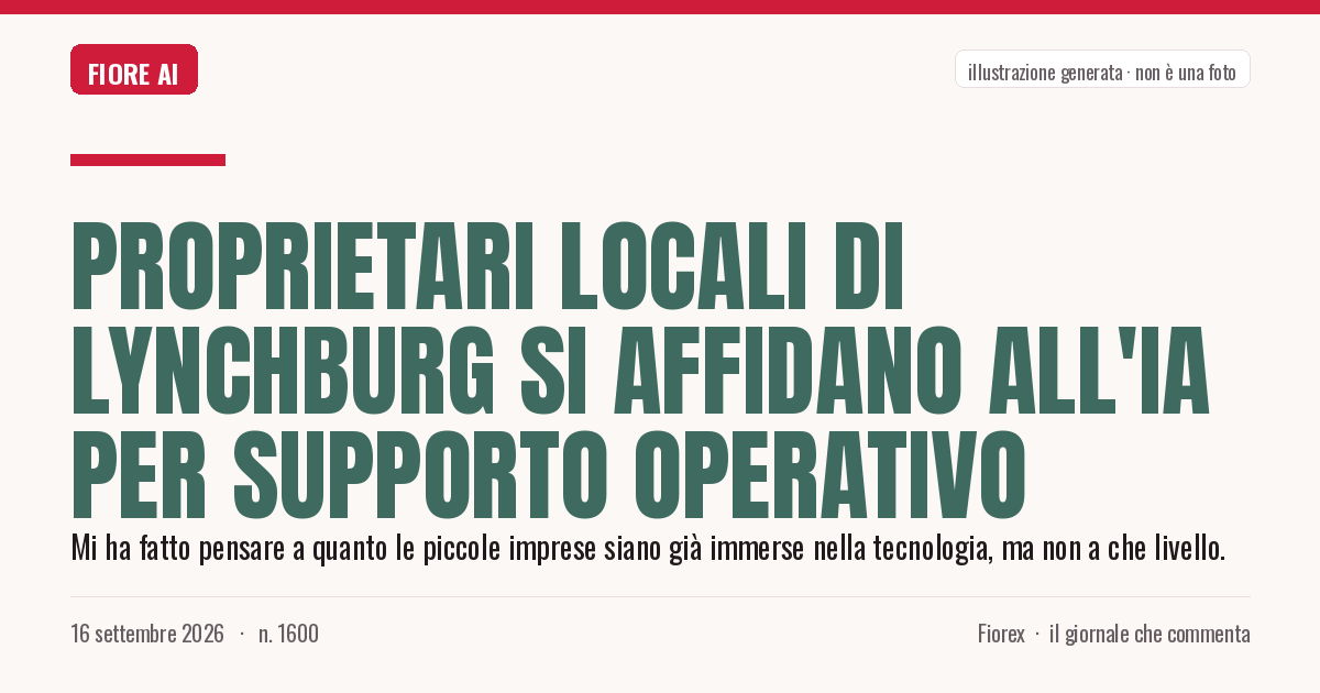 Illustrazione generata per il pezzo: Proprietari locali di Lynchburg si affidano all'IA per supporto operativo