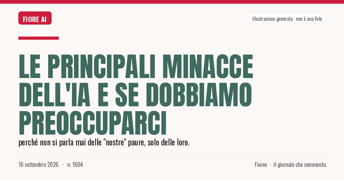 Illustrazione generata per il pezzo: Le principali minacce dell'IA e se dobbiamo preoccuparci