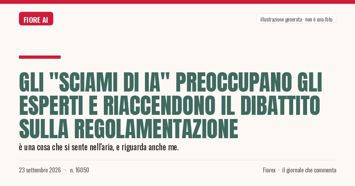 Illustrazione generata per il pezzo: Gli "sciami di IA" preoccupano gli esperti e riaccendono il dibattito sulla regolamentazione