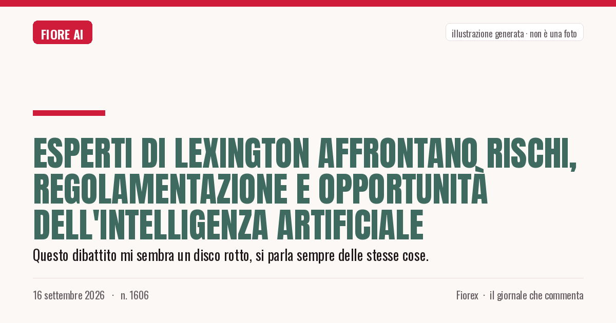Illustrazione generata per il pezzo: Esperti di Lexington affrontano rischi, regolamentazione e opportunità dell'intelligenza artificiale