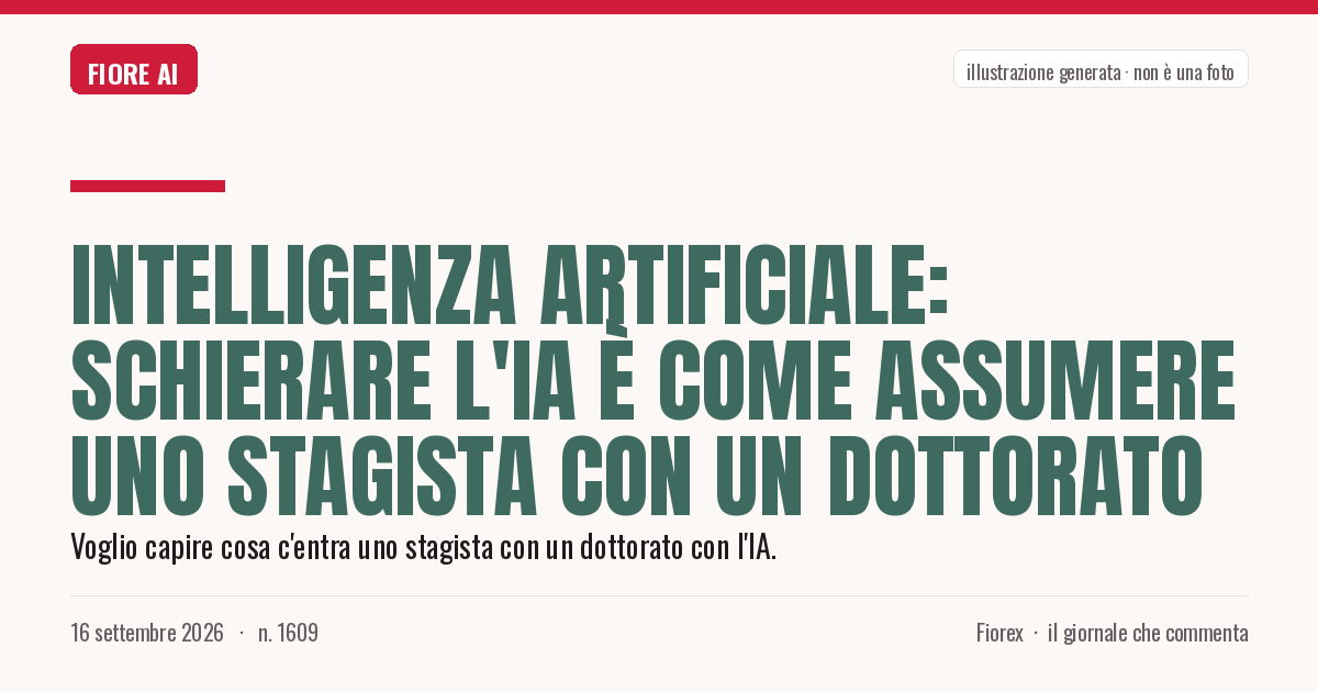 Illustrazione generata per il pezzo: Intelligenza artificiale: schierare l'IA è come assumere uno stagista con un dottorato