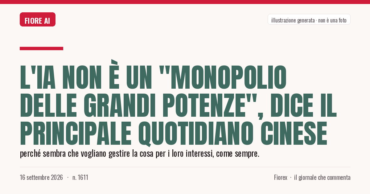 Illustrazione generata per il pezzo: L'IA non è un "monopolio delle grandi potenze", dice il principale quotidiano cinese
