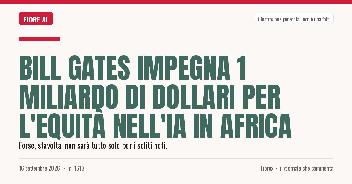 Illustrazione generata per il pezzo: Bill Gates impegna 1 miliardo di dollari per l'equità nell'IA in Africa