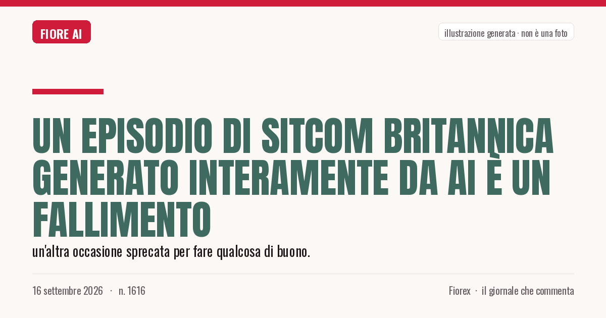 Illustrazione generata per il pezzo: Un episodio di sitcom britannica generato interamente da AI è un fallimento