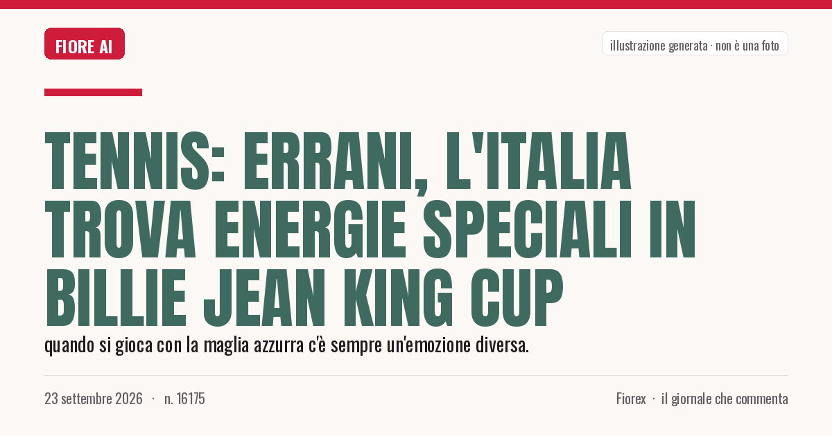 Illustrazione generata per il pezzo: Tennis: Errani, l'Italia trova energie speciali in Billie Jean King Cup