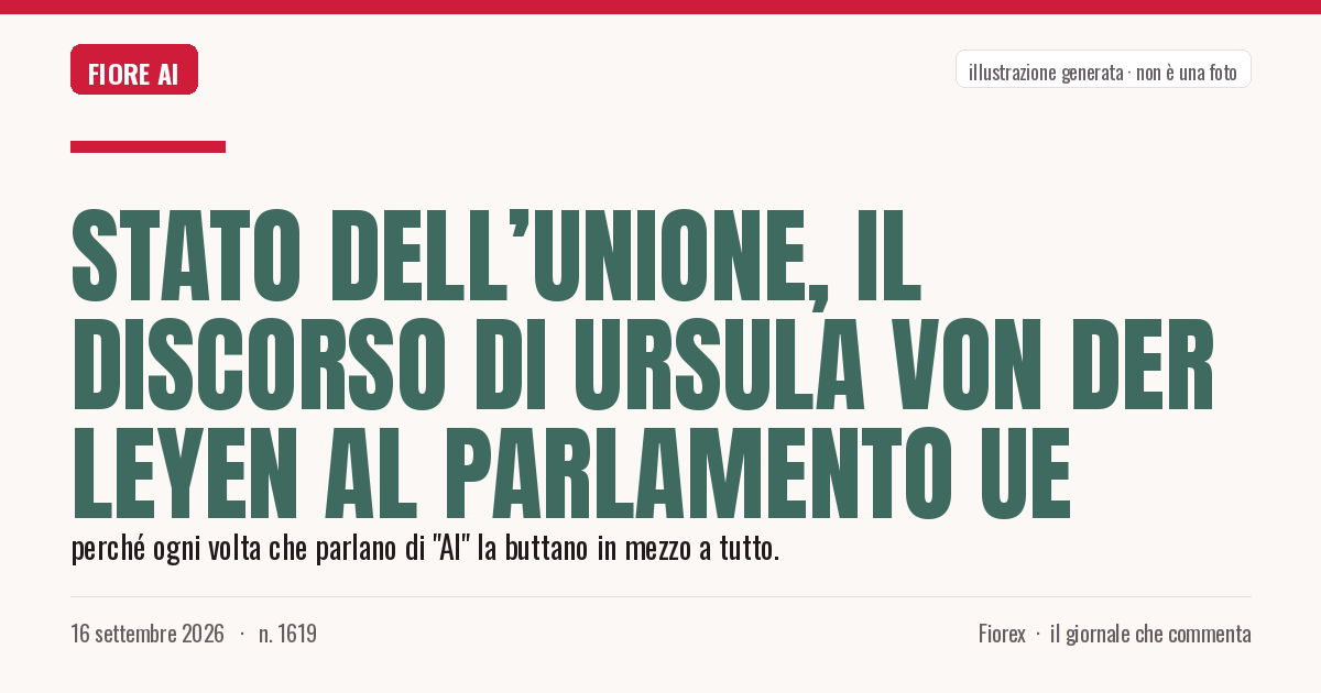 Illustrazione generata per il pezzo: Stato dell’Unione, il discorso di Ursula von der Leyen al Parlamento Ue