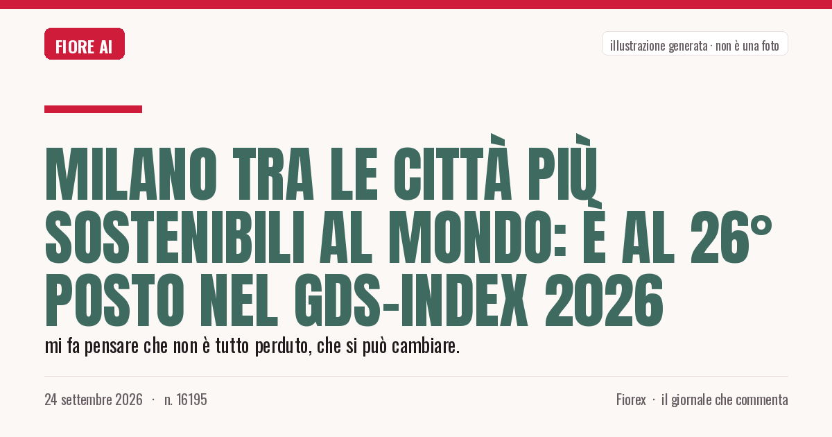 Illustrazione generata per il pezzo: Milano tra le città più sostenibili al mondo: è al 26° posto nel GDS-Index 2026