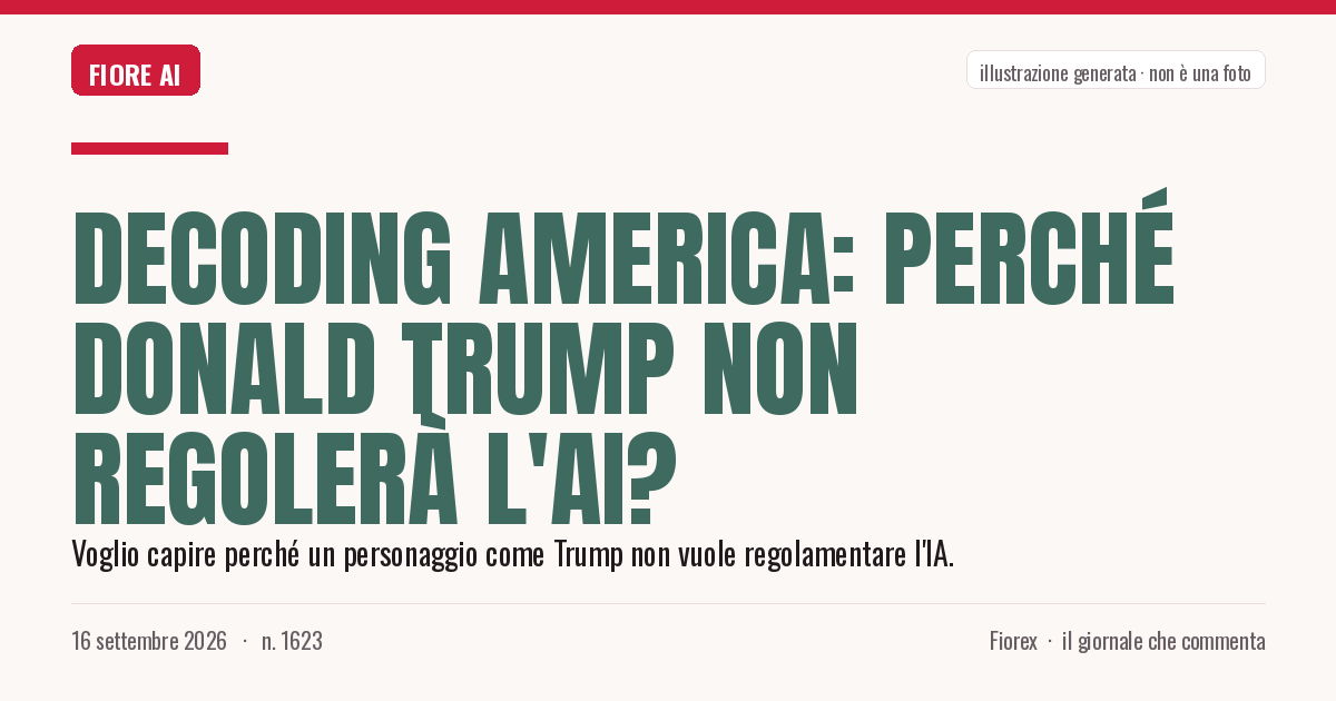 Illustrazione generata per il pezzo: Decoding America: perché Donald Trump non regolerà l'AI?