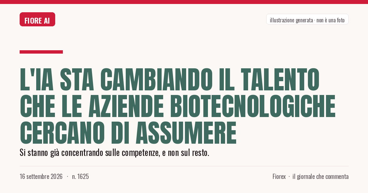 Illustrazione generata per il pezzo: L'IA sta cambiando il talento che le aziende biotecnologiche cercano di assumere