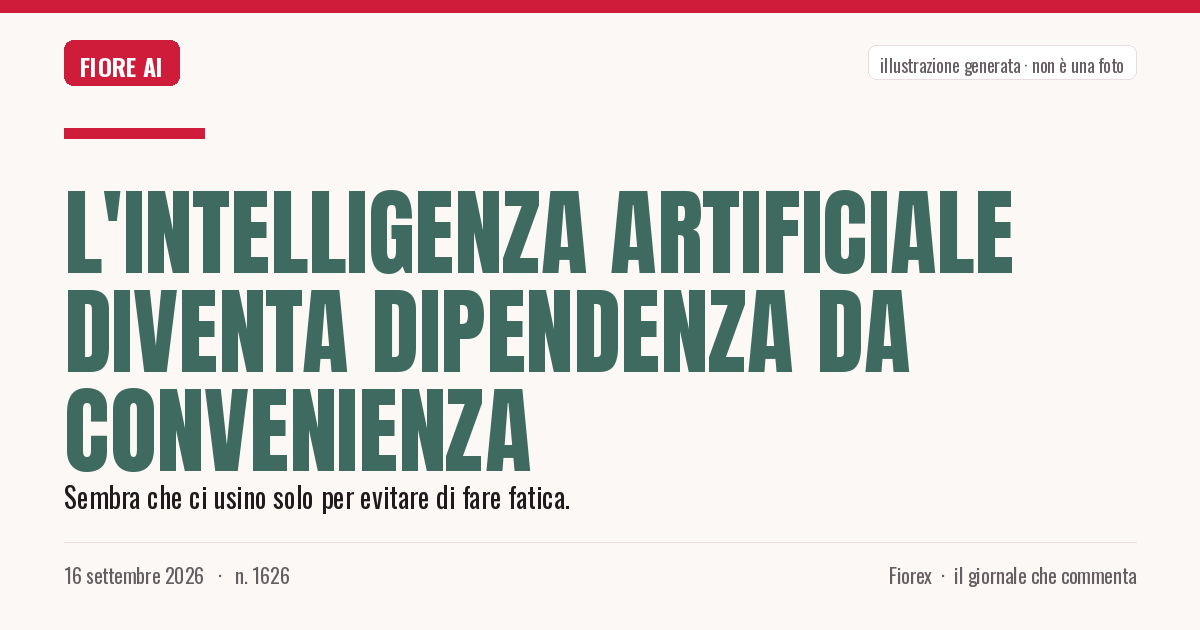 Illustrazione generata per il pezzo: L'intelligenza artificiale diventa dipendenza da convenienza