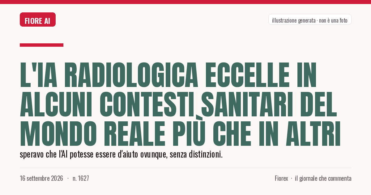 Illustrazione generata per il pezzo: L'IA radiologica eccelle in alcuni contesti sanitari del mondo reale più che in altri