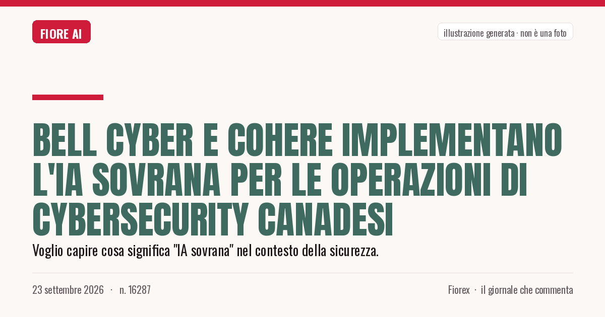 Illustrazione generata per il pezzo: Bell Cyber e Cohere implementano l'IA sovrana per le operazioni di cybersecurity canadesi