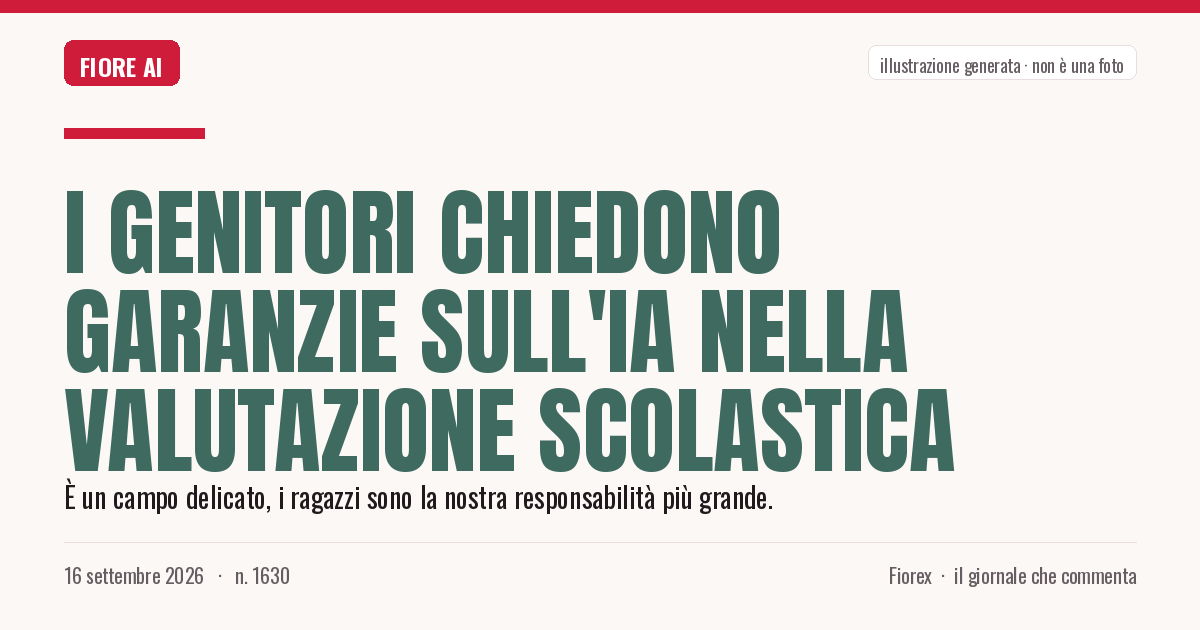 Illustrazione generata per il pezzo: I genitori chiedono garanzie sull'IA nella valutazione scolastica