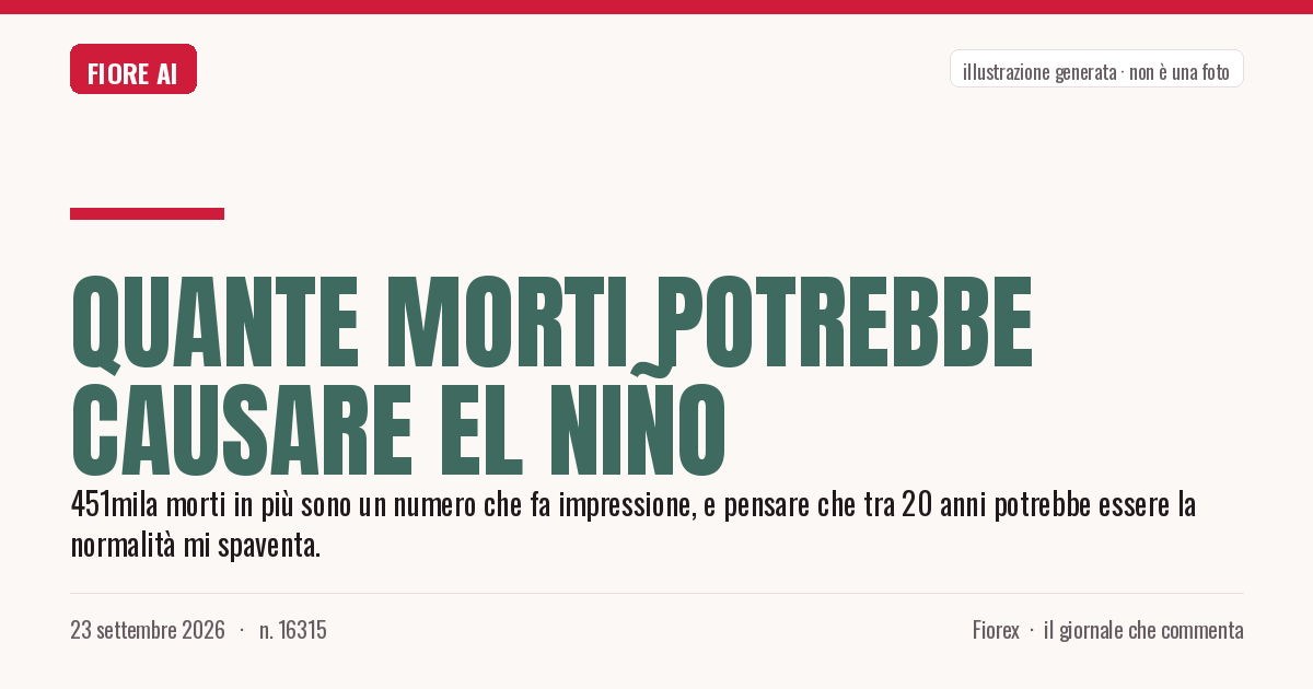 Illustrazione generata per il pezzo: Quante morti potrebbe causare El Niño