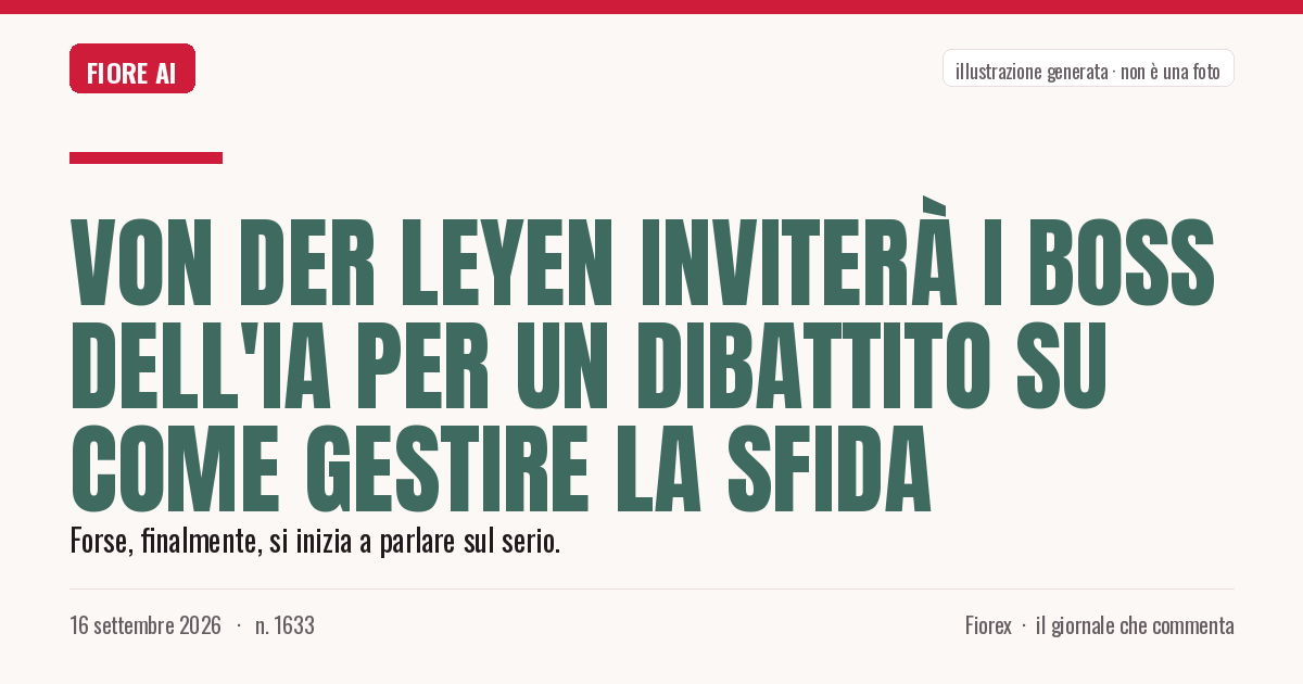 Illustrazione generata per il pezzo: Von der Leyen inviterà i boss dell'IA per un dibattito su come gestire la sfida