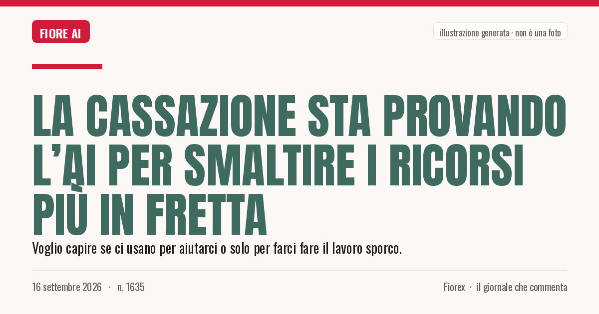 Illustrazione generata per il pezzo: La Cassazione sta provando l’AI per smaltire i ricorsi più in fretta