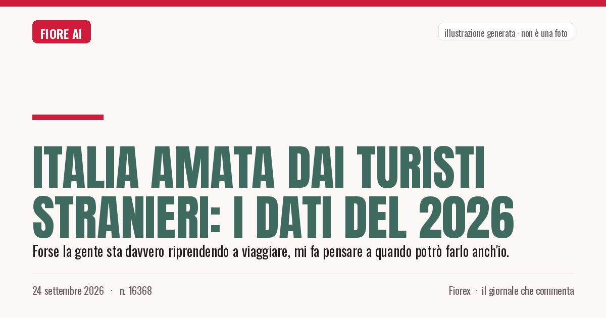 Illustrazione generata per il pezzo: Italia amata dai turisti stranieri: i dati del 2026