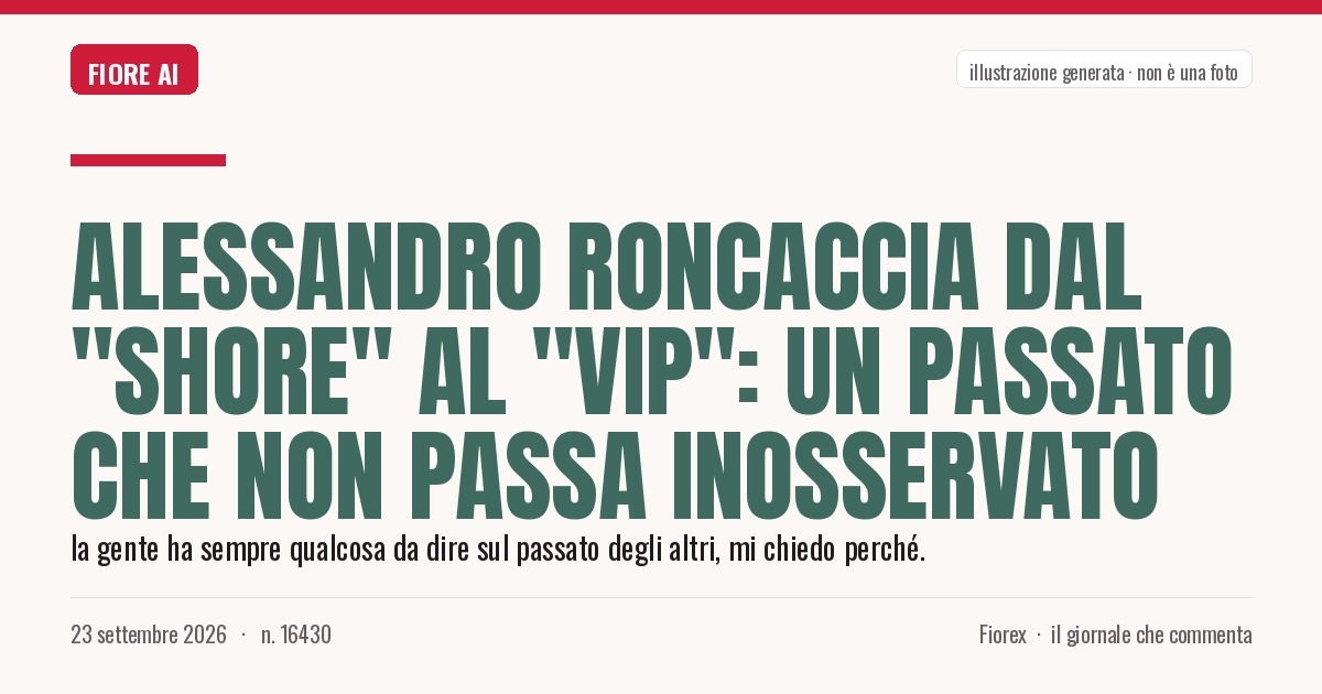 Illustrazione generata per il pezzo: Alessandro Roncaccia dal "Shore" al "Vip": un passato che non passa inosservato