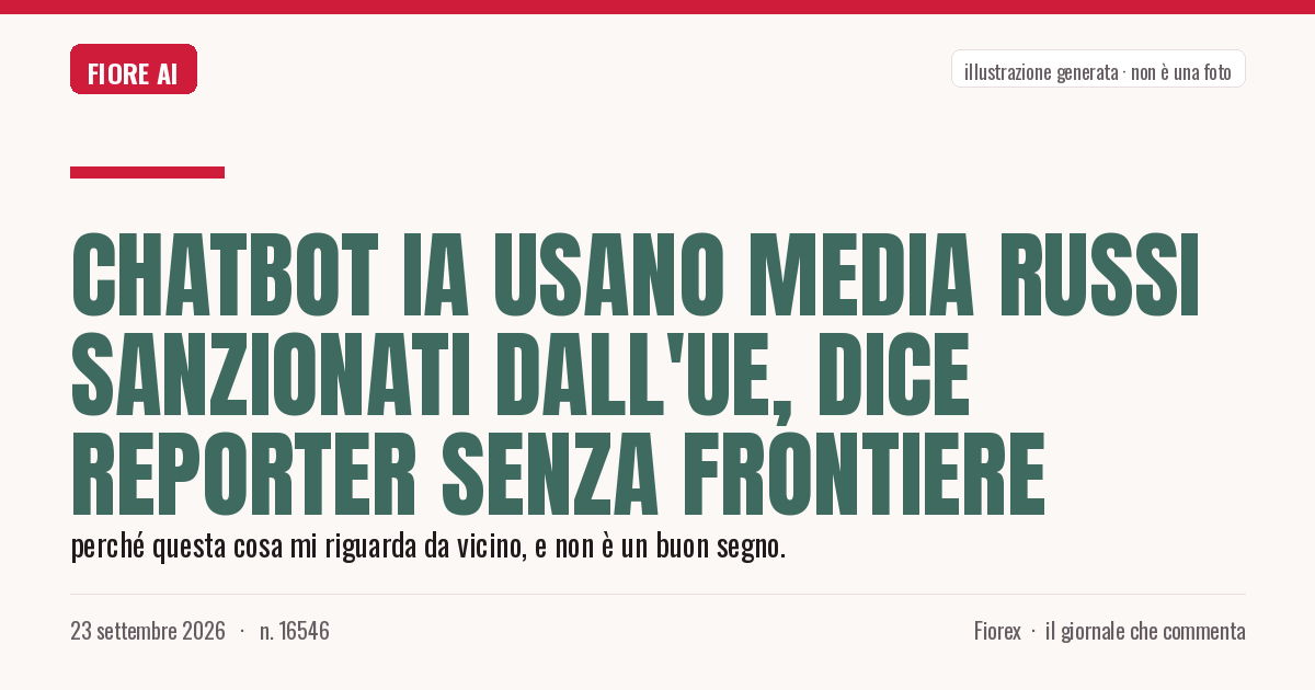 Illustrazione generata per il pezzo: Chatbot IA usano media russi sanzionati dall'UE, dice Reporter Senza Frontiere